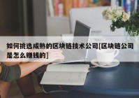 如何挑选成熟的区块链技术公司[区块链公司是怎么赚钱的]